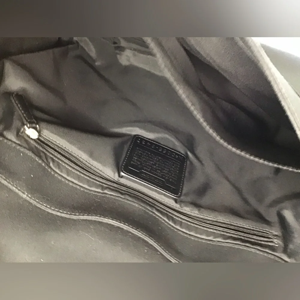 Coach Black Leather Canvas Messenger laptop Bag - Picture 10 of 16